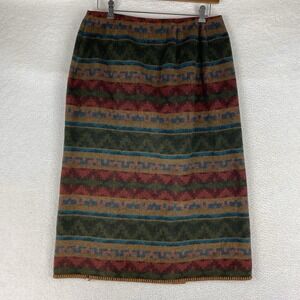 Vtg Field Gear Skirt Women 14 Green Wrap Blanket Wool Blend Southwest Earth Tone
